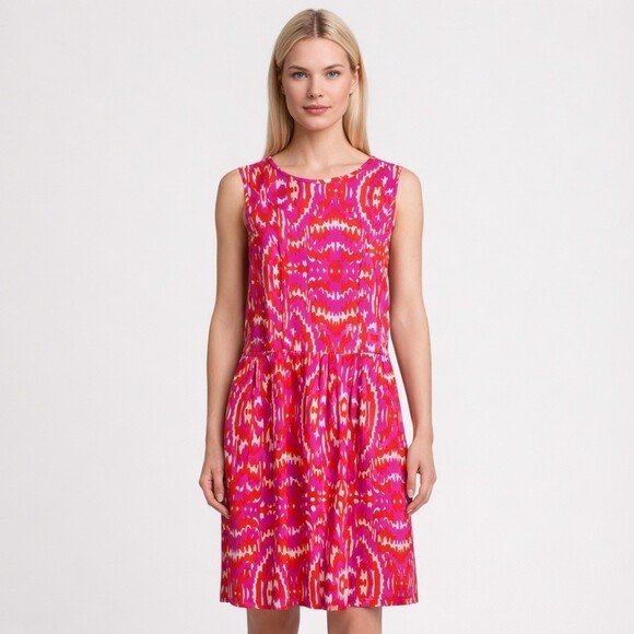 Jude Connally Dresses & Skirts - Jude Connally pink Sleeveless rachel Dress Size Small jude cloth ikat print